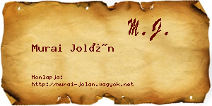 Murai Jolán névjegykártya